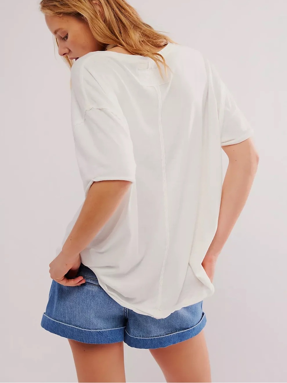 Free People We the Free White Tee Size XL Linen Cotton Shirt Top